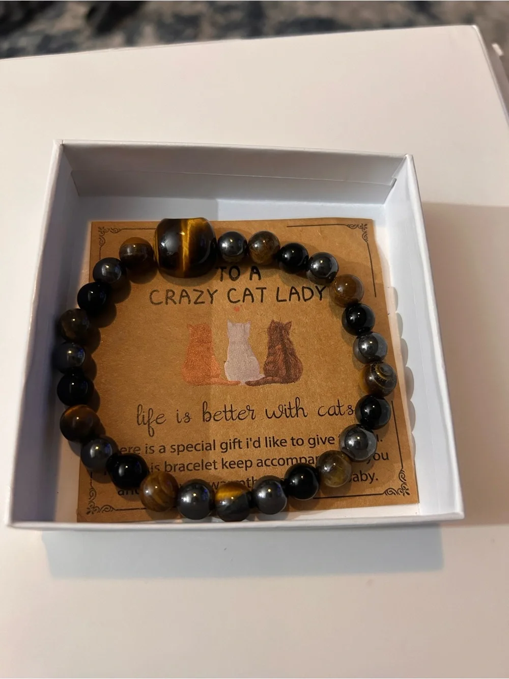 Tiger Eye Beaded Bracelet - Brown & Black
